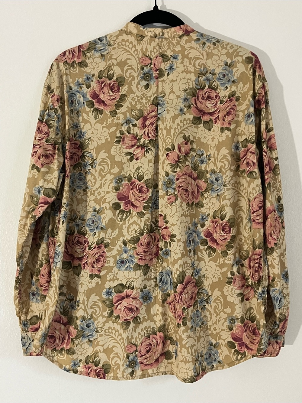 Liz Wear Beige Tapestry Floral 100% Cotton Button-Down Shirt size Large - Picture 2 of 9